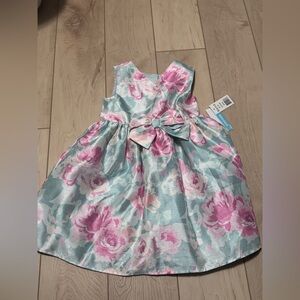 Elegant Pink and Blue Floral Kids Dress